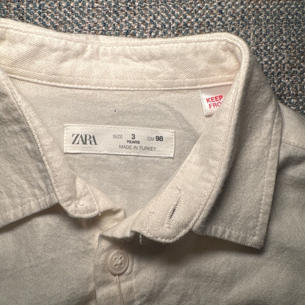 Zara Boys White Button Down Shirt 🤍 Classic Dress Shirt 3T Linen Look - Picture 6 of 6